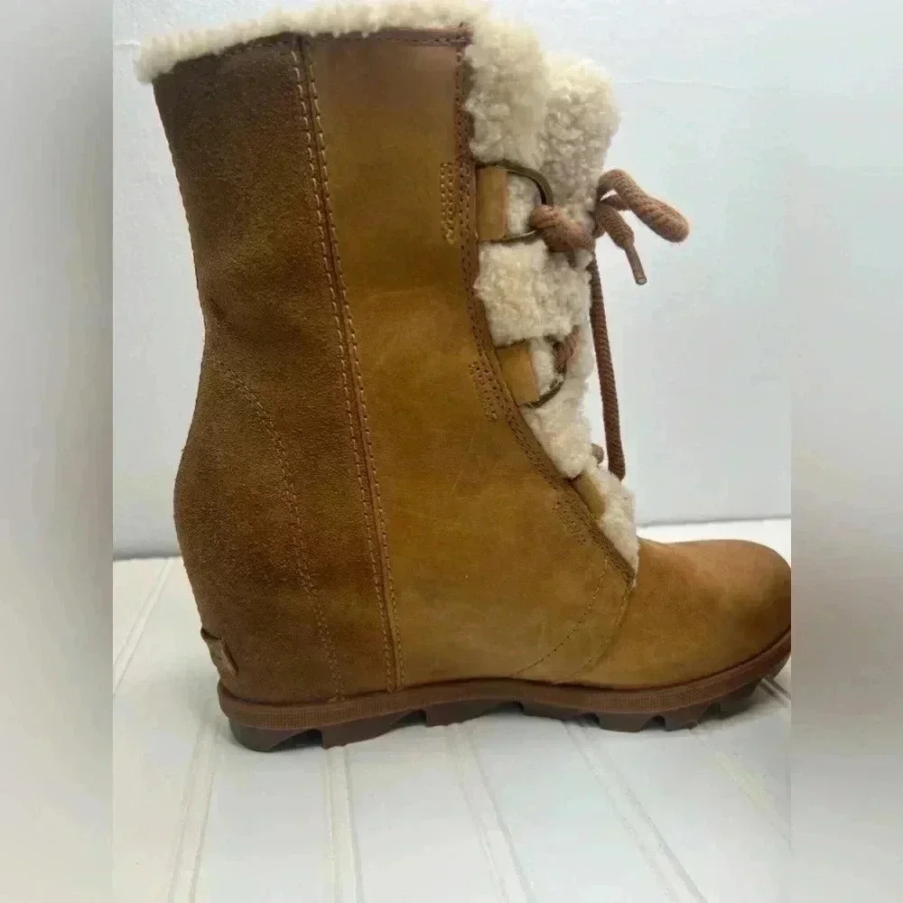 Sorel Women Joan of Arctic‎ Wedge Il Shearling Boot sz 11 Camel